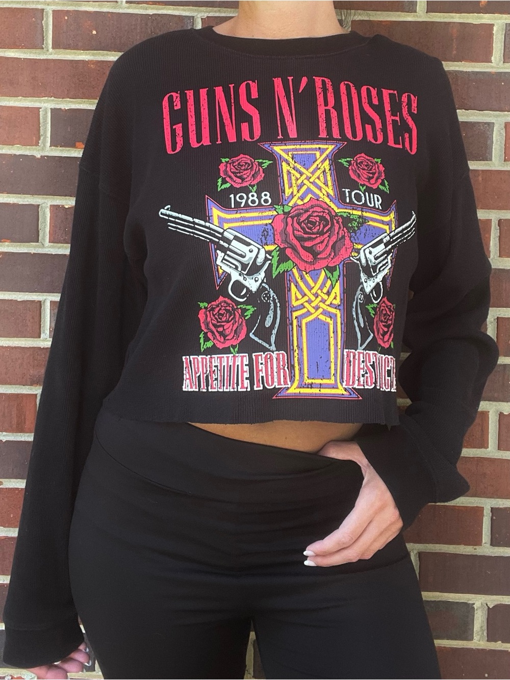Guns N’ Roses Cropped Thermal Graphic Tee